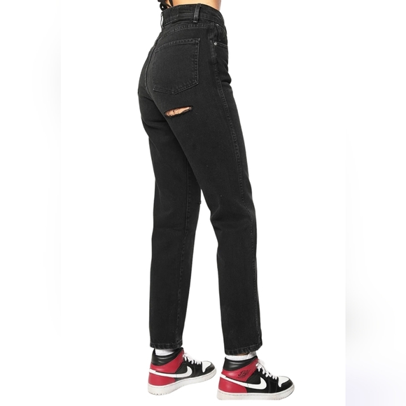 REVICE Ex-Boyfriend Ripped High Waisted Straight Leg Jean Black SZ 24 NWT - Picture 7 of 14
